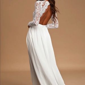 Lulu’s Awaken My Love White Long Sleeve Lace Maxi